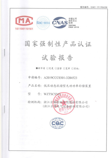 WZTSCSVG国家强制性产品认证试验报告